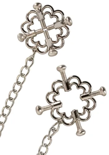 bad kitty stalowa ozdoba piersi z regulowanymi zaciskami i łańcuszkiem na Arena.pl