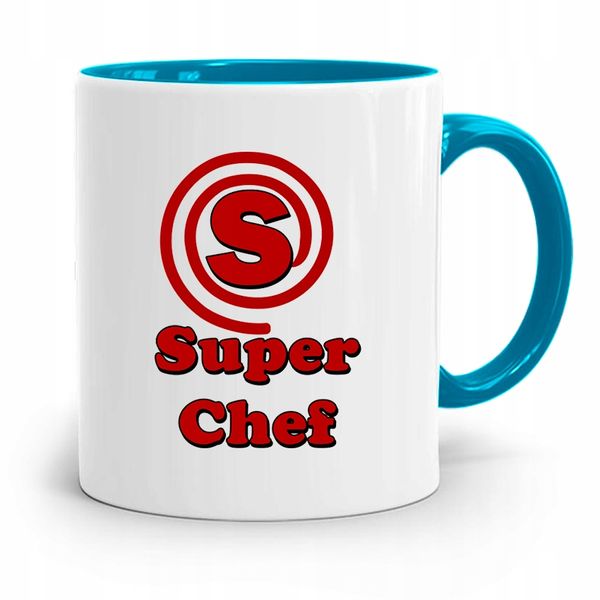 Kubek Błękitny Dla Kucharza Super Chef Prezent Z Nadrukiem Ze Zdjęciem zdjęcie 1