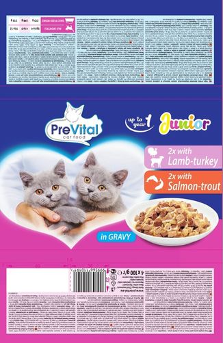 KARMA MOKRA DLA KOTA PREVITAL JUNIOR 52 X 100G SASZETKI DLA KOCIĄT MIX na Arena.pl