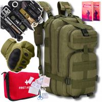 Plecak Wojskowy Survival Set 32w1 Rękawice r. L Apteczka Czerwona 21el
