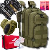 Plecak Wojskowy Survival Set 32w1 Rękawice r. L Apteczka Czerwona 21el