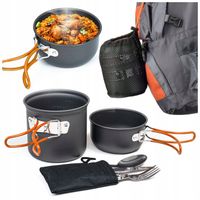 NACZYNIA TURYSTYCZNE ZESTAW GARNKÓW SZTUĆCÓW KEMPINGOWYCH DO GOTOWANIA