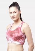 Czerwony damski biustonosz sportowy do biegania Tie N Dye 48/50