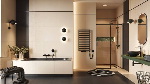 Clever 2.0 zestaw prysznicowy ścienny z deszczownicą 25 cm, czarny soft na Arena.pl