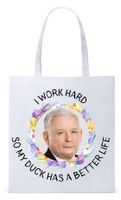 Śmieszny Pis Kaczyński Torba Eco Biała Shopper Z Nadrukiem Ze Zdjęciem