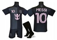 MESSI strój sportowy piłkarski koszulka spodenki + getry CZARNY roz.