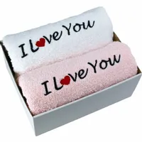 PREZENT DZIEŃ KOBIET KOMPLET RĘCZNIKÓW Z HAFTEM I LOVE YOU ZESTAW UPOMINEK
