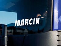 Naklejka wycinana ploterowo 44 cm TWOJE IMIĘ NAPIS NA BUSA TIRA CIĄŻARÓWKĘ