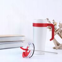 Kubek termiczny ze słomką i pokrywką – 1200 ml, stal nierdzewna