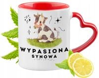 Dla Synowej Kubek Czerwony Z Uszkiem W Kształcie Serca Na Prezent