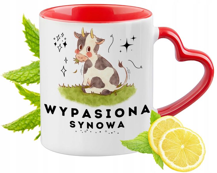 Dla Synowej Kubek Czerwony Z Uszkiem W Kształcie Serca Na Prezent zdjęcie 1