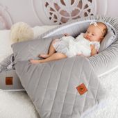 Koc z poduszką szary velvet soft