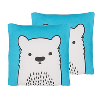 Zestaw 2 bawełnianych poduszek dla dzieci miś 45 x 45 cm niebieski WARANASI