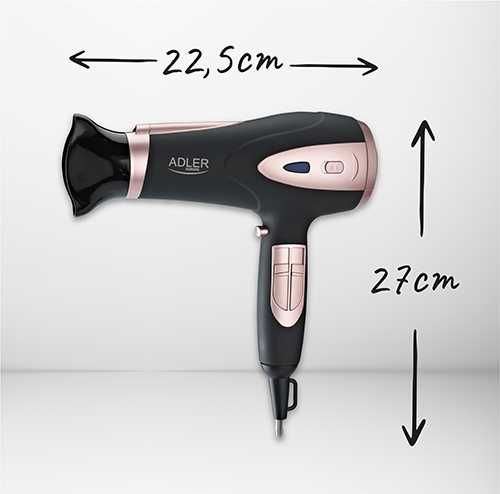 suszarka do włosów czarna 2200w ion + dyfuzor adler ad 2248b na Arena.pl