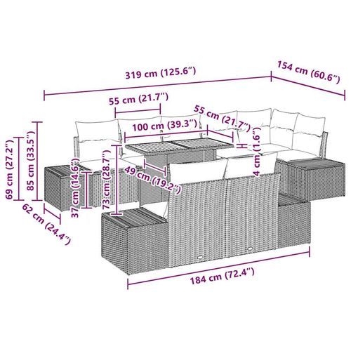 Zestaw do jadalni w ogrodzie z poduszką 9 pcs Czarny i kremowy na Arena.pl