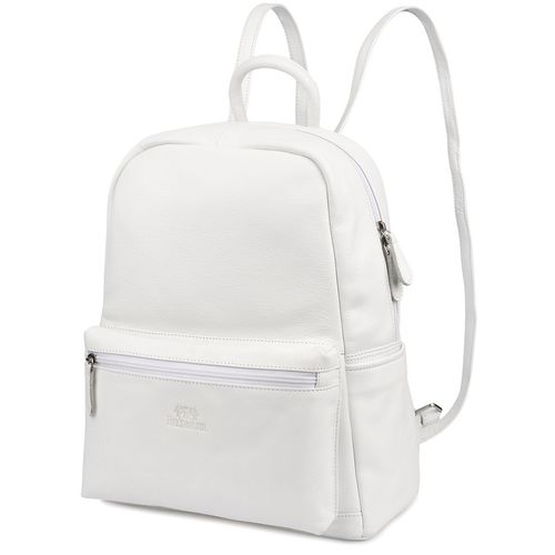 Skórzany plecak A4 duży pojemny do szkoły Włoski kremowy P16 na Arena.pl