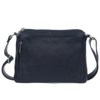 VERA PELLE torebka damska skórzana listonoszka z paskiem V535 granatowa