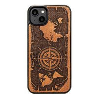 Drewniane Etui Bewood na iPhone 14 Plus RÓŻA WIATRÓW MERBAU