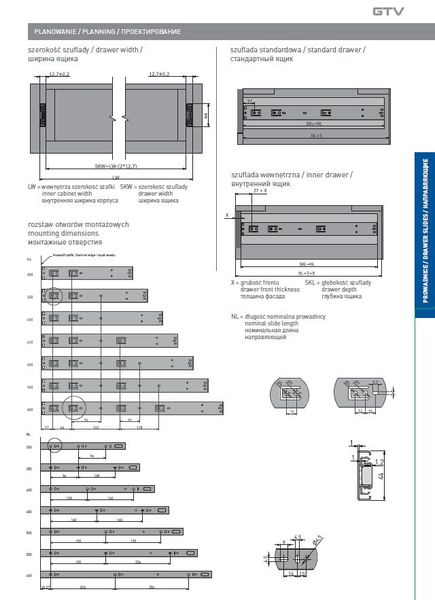 Prowadnica meblowa kulkowa VERSALITE LIGHT, H-45 mm, L-500 mm, Pełny wysuw zdjęcie 2