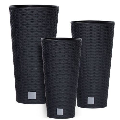 3 Donice Rattan Wysokie Okrągłe Antracyt 47 57 76cm na Arena.pl