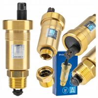 ODPOWIETRZNIK AUTOMATYCZNY AUTOMAT MOSIĘŻNY PROSTY 1/2" Z ZAWOREM STOPOWYM