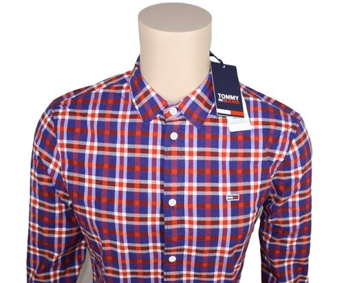 Męska koszula Tommy Jeans -Check Shirt Slim czerwona kratka DM0DM11328 - M na Arena.pl