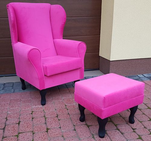 Fotel uszak niebieski gładki na Arena.pl