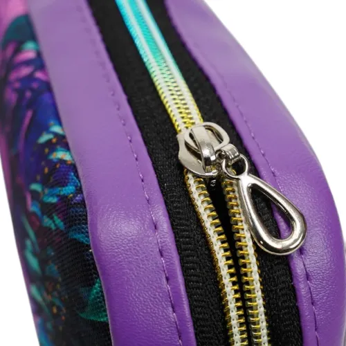 Mini Torebka Box z Ekoskóry z Motywem Tropikalnych Liści w Fioletowej Odsłonie na Arena.pl