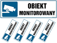 Obiekt Monitorowany 15X5 Naklejka Folia Znak Kamer X 4