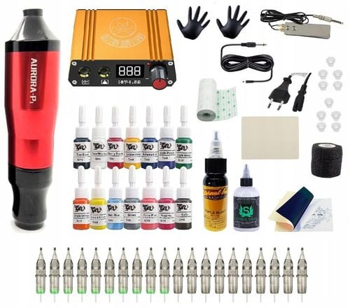 ZESTAW MASZYNKA DO TATUAŻU PEN ROTACYJNA TUSZ KARTRIDŻE tusz czarny 30ml na Arena.pl