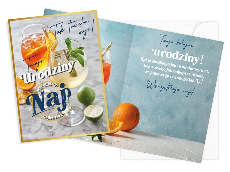 Karnet / Kartka "Urodziny (drinki)", V-051 zdjęcie 1