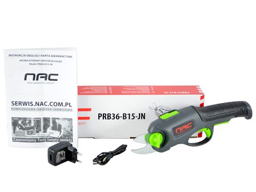 AKUMULATOROWY SEKATOR DO CIĘCIA GAŁĘZI NAC PRB36-B15-JN 800 CIĘĆ NA 1 ŁADOW na Arena.pl