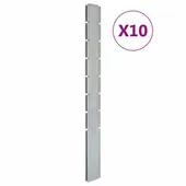 Słupki ogrodzeniowe 10 szt, srebrne, 200 cm, stal galwanizowana