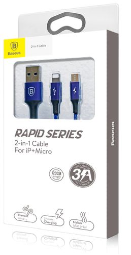 Kabel 2w1 Micro USB + Iphone Ipad Baseus Rapid 3A na Arena.pl
