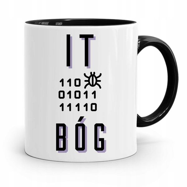 Kubek Czarny Informatyka Programisty It Bóg Z Nadrukiem Ze Zdjęciem zdjęcie 1