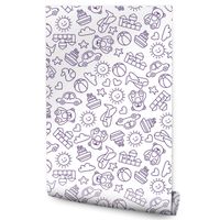 Tapeta DZIECIĘCA Auta Misie Chmurki Serca Samoloty