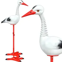 Figurka ogrodowa bocian ruchoma sprężyna dekoracja do ogrodu tarasu balkonu