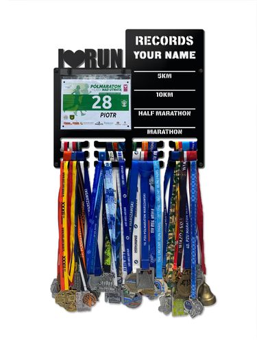 Wieszak na medale i numery startowe REKORDY BIEGOWE RUN twoje imię 67.1 na Arena.pl