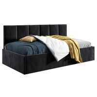 Łóżko młodzieżowe Tapczan 80x200 Comfort Roma Czarny + POJEMNIK