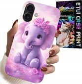 ETUI DO IPHONE 16 PLUS - SŁODKI SŁONIK NA RÓŻOWYM TLE CASE +FOLIA