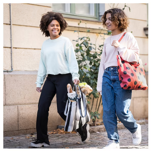 Torba na zakupy w paski czarnobiała Skynke IKEA na Arena.pl