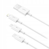 Kabel niktrade USB - USB typ C / microUSB / Lightning 1,5 m biały
