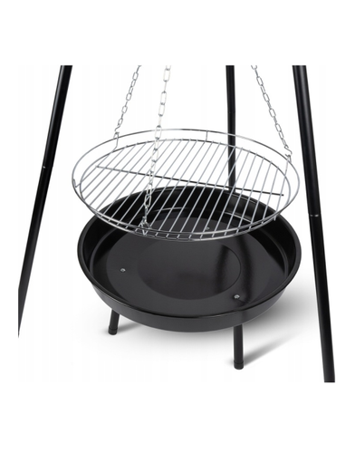PALENISKO TRÓJNÓG GRILL OGRODOWY OGNISKOWY WISZĄCY DUŻY RUSZT CHROMOWANY 50 na Arena.pl