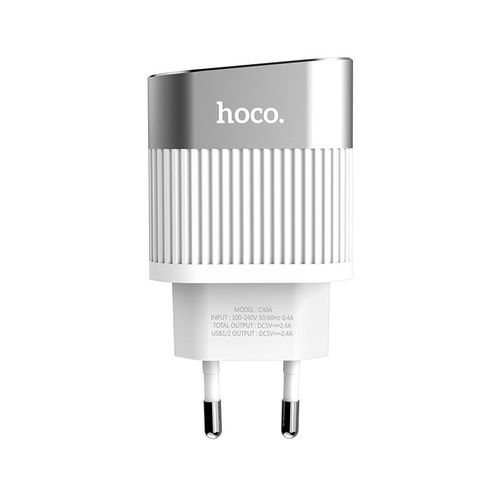 HOCO C40A LED 2-PORT NETWORK CHARGER WHITE na Arena.pl