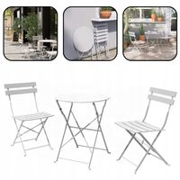 Zestaw Mebli Ogrodowych BADALONA Bistro Małe Składane Kompaktowe+ Poduszki