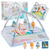 MATA EDUKACYJNA DLA NIEMOWLĄT 0M+ Z PAŁĄKAMI SIATKĄ I ZAWIESZKAMI 76X76 CM