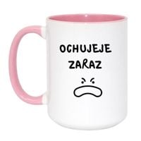 KUBEK "OCHUJEJE ZARAZ" Wzór - Duży Biało-Różowy 450 ml