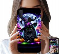 ETUI DO SAMSUNG GALAXY A20E - CZARNY KOTEK HALLOWEEN SALEM DYNIA WZORY