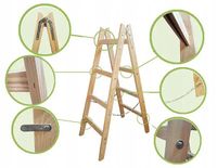 Drabina drewniana rozstawna 2x6 stopni malarska Standard