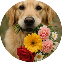 Opłatek na tort Pies Piesek Psy Kwiaty Róże